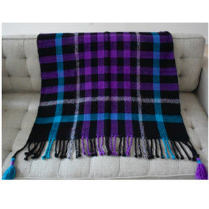 LIZ PEAD STUDIO handwoven wool Plaid throw